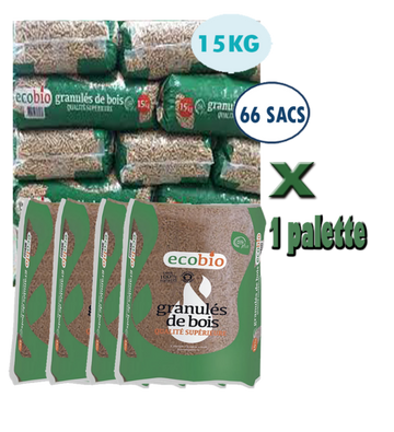 ECOBIO – 1 Pallet of Wood Pellets of 66 Bags of 15 Kg