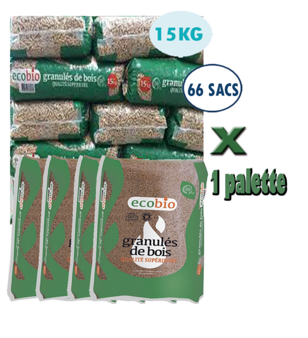 ECOBIO – 1 Pallet of Wood Pellets of 66 Bags of 15 Kg