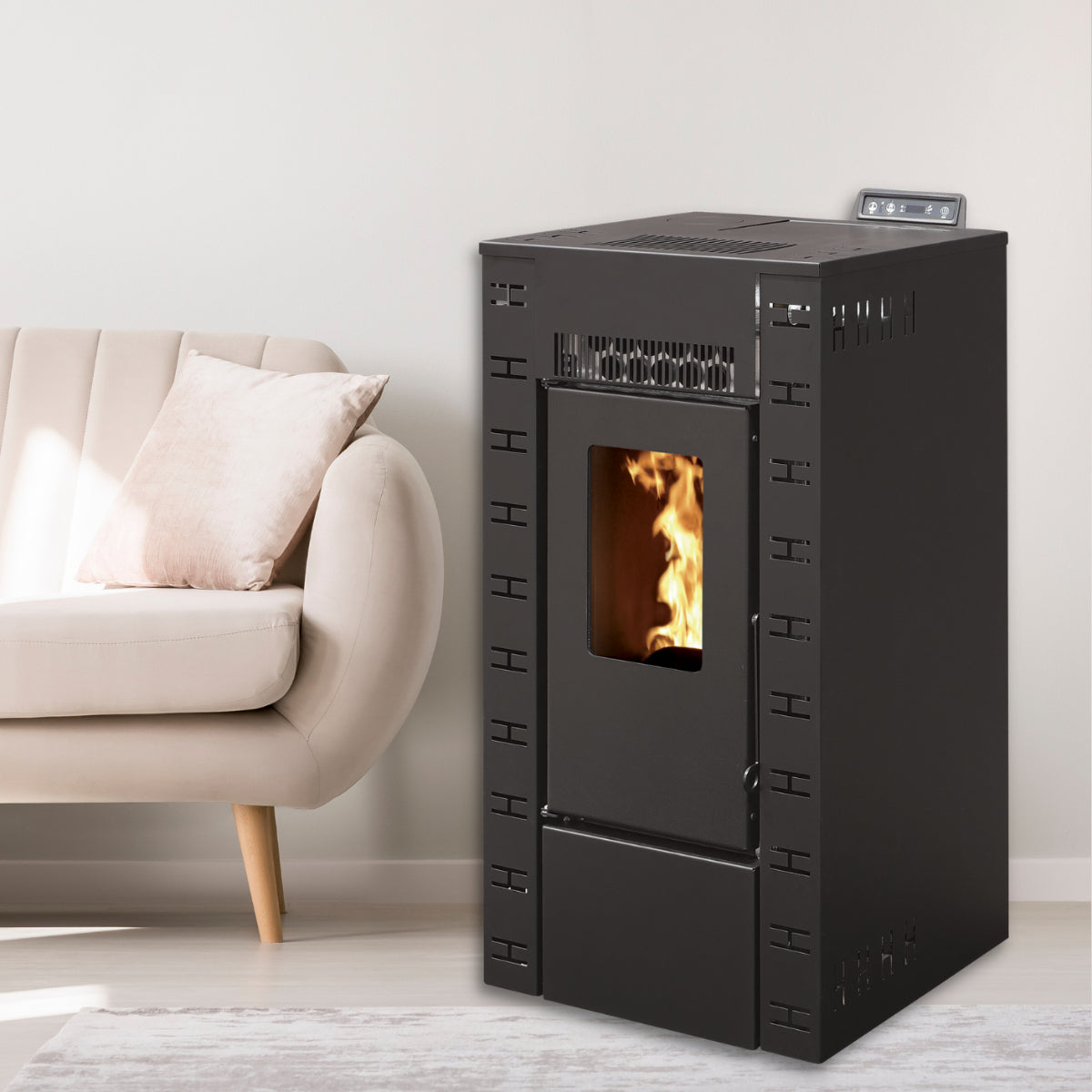 EMAFLAM DALA 7.92 kW Black Sealed Pellet Stove with Wi-Fi